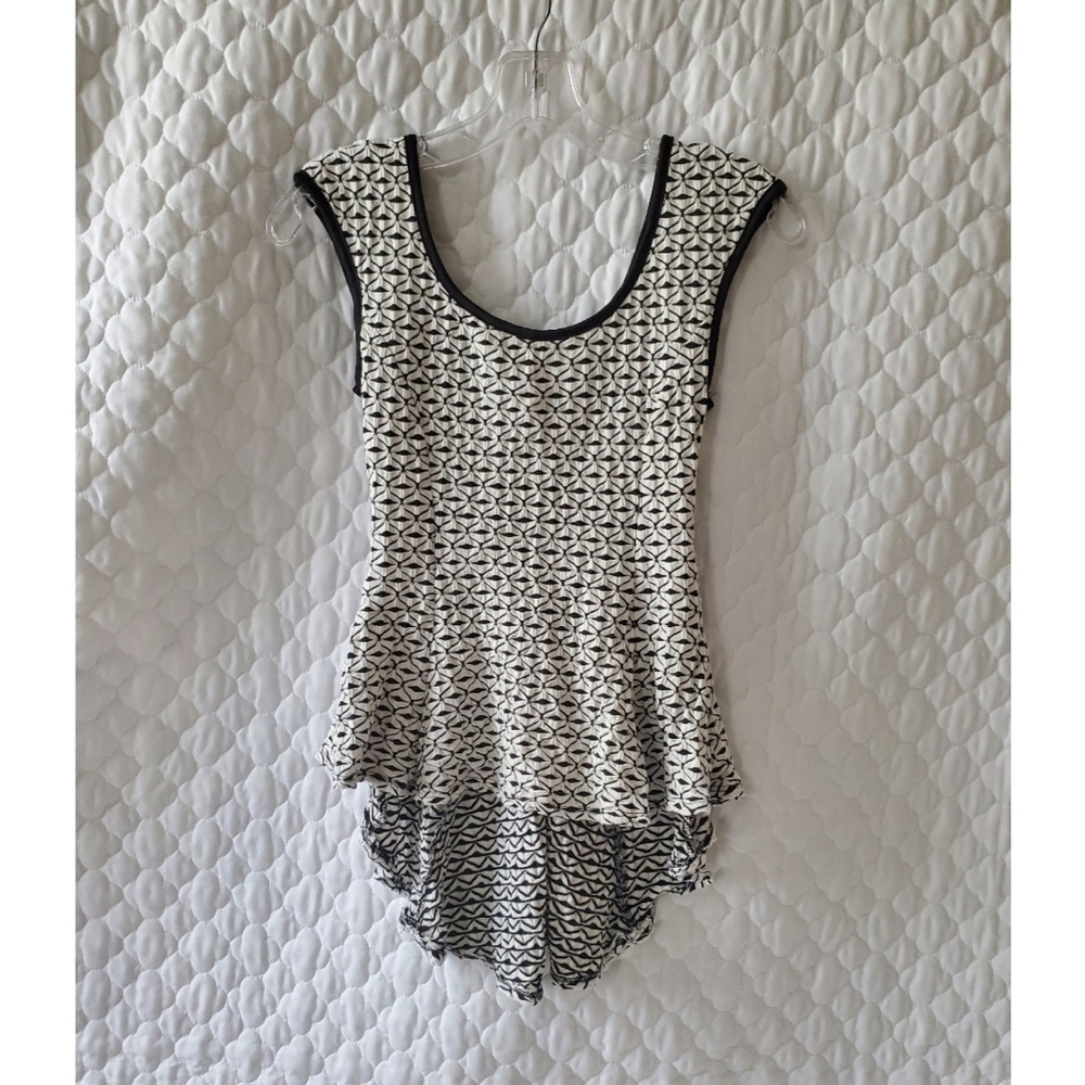 Black and white ruffled tank top